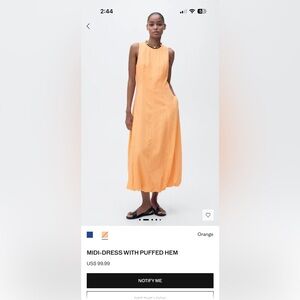 Mango Orange Puffed HemMidi Dress